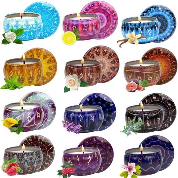 12 Constellations Scented Candles Gift Set 2.5oz Aromatherapy Candles - Picture 6 of 8